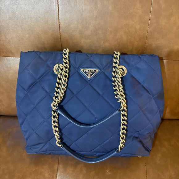Prada Handbags - Prada Quilted Tote Navy